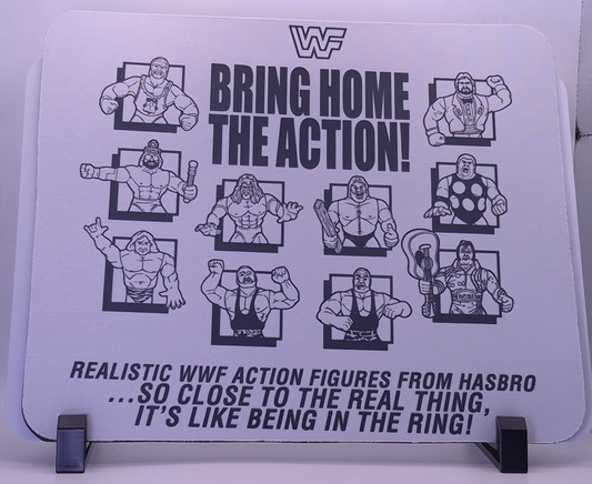 "Bring Home the Action!" WWF Hasbro Tribute Mouse Pad / Dab Mat